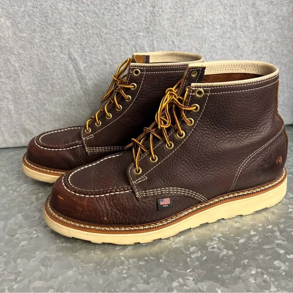 Thorogood American Heritage 6" Safety Toe Work Boot Max Wear Wedge Brown Leather - Picture 6 of 16
